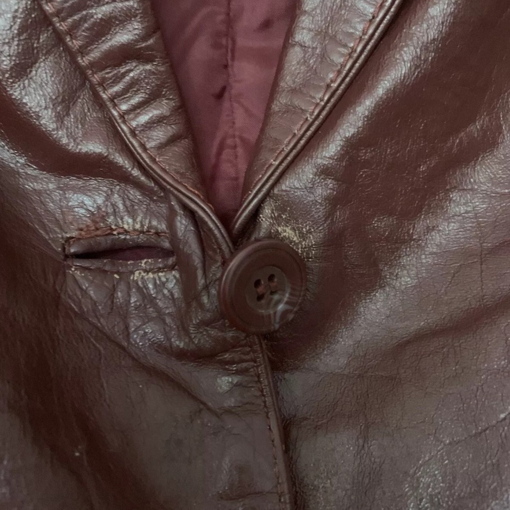 Bonaventura Women's Burgundy Leather Blazer Jacket - Picture 12 of 16